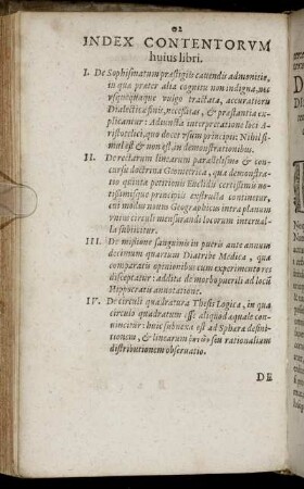 Index Contentorum huius libri