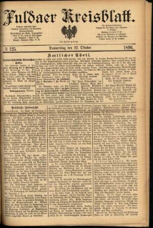 Erste Ausgabe vom Donnerstag, den 22. Oktober 1896.