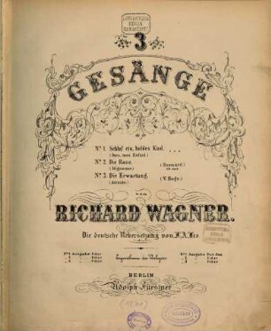3 Gesänge : No. 1. Schlaf ein, holdes Kind (Dors, mon Enfant), No. 2. Die Rose (Mignonne) (Ronsard, XVI. Jahrh.), No. 3. Die Erwartung (Attente) (V. Hugo), 1. Schlaf ein, holdes Kind : Ausgabe F-Dur