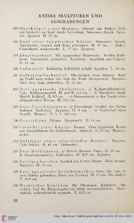 Antike Skulpturen und Ausgrabungen (Nr. 283-309)