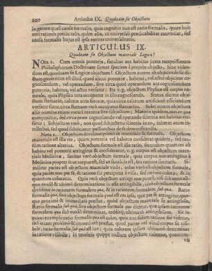 Articulus IX. Quodnam Sit Objectum materiale Logicae?