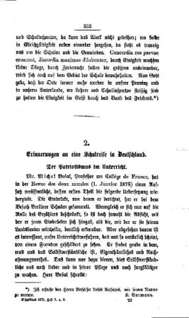 Erinnerungen an eine Schulreife in Deutschland, Der Patriotismus im Unterricht