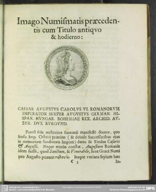 Imago Numismatis praecedentis cum Titulo antiquo & hodierno