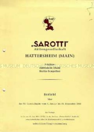 Geschäftsbericht für das Jahr 1963 - Sachkonvolut