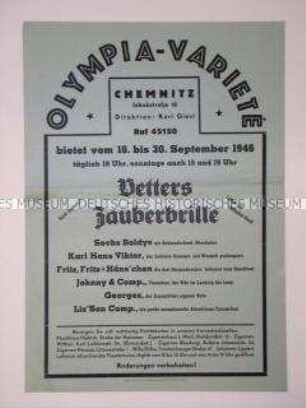 Maueranschlag zur Ankündigung einer Varieté-Veranstaltung