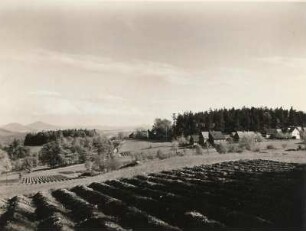 Jägerdörfel (Myslivny) südlich Waltersdorf. Blick vom Hang der Lausche
