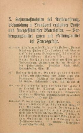 X. Schutzmaßnahmen bei Aufbewahrung, Behandlung u. Transport explosiver Stoffe und feuergefährlicher Materialien. - ...