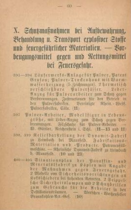 X. Schutzmaßnahmen bei Aufbewahrung, Behandlung u. Transport explosiver Stoffe und feuergefährlicher Materialien. - ...
