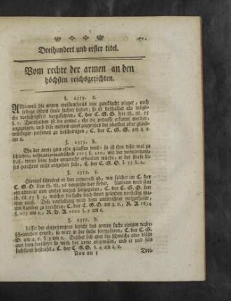 Dreihundert und erster - Dreihundert und zehnter titel.