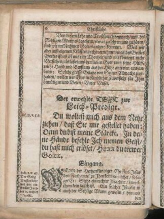 Der erwehlte Text zur Leich-Predigt.