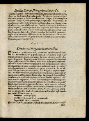 Cap. II. De educatione generatim tractat.