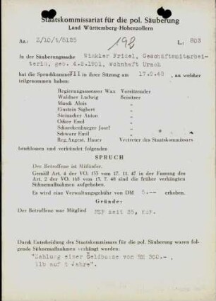 Winkler, Fridel