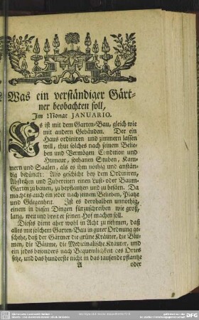 Was ein verständiger Gärtner beobachten soll, Im Monat Januario