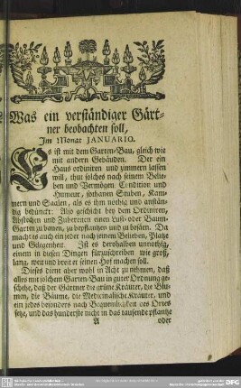 Was ein verständiger Gärtner beobachten soll, Im Monat Januario
