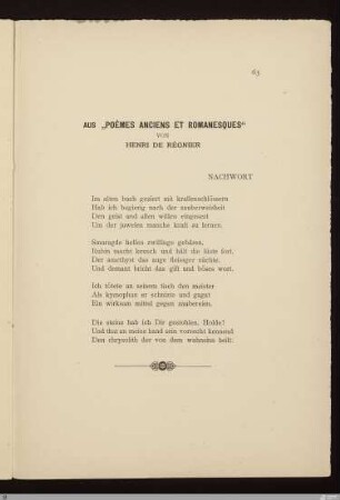 Aus "Poèmes anciens et romanesques" von Henri de Régnier