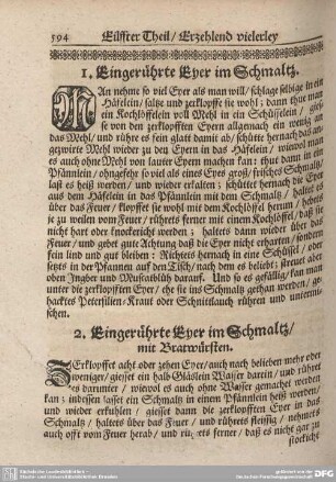 1. Eingerührte Eyer in Schmaltz. - 47. Eine Eyer=Sultzen.