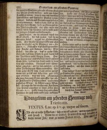 Evangelium am zehenden Sonntage nach Trinitatis. - Epistel am dreyzehenden Sonntage nach Trinitatis.