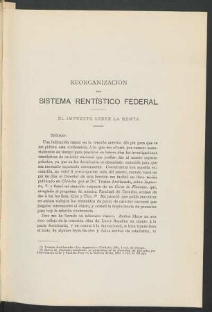 Reorganización de sistema rentístico federal : El impuesto sobre la renta