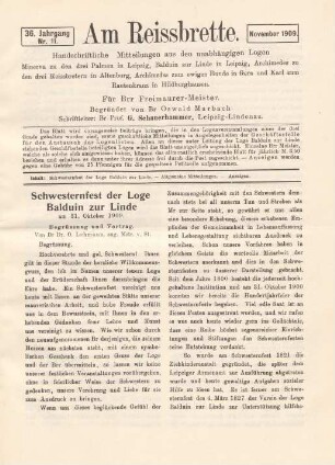 Nr. 11. November 1909.