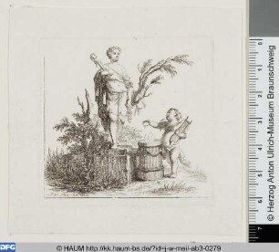 Statue der Laetitia mit Putto