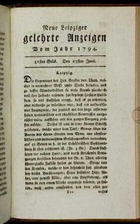 51stes Stück. Den 27sten Junii.