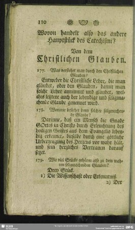 Wovon handelt also das andere Hauptstück des Catechismi? Von dem Christlichen Glauben