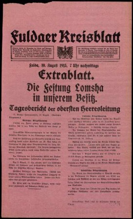 Ausgabe vom Dienstag, den 10. August 1915.