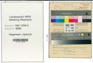 Entnazifizierung Heinrich Hegemann , geb. 05.06.1902 (Studienrat)