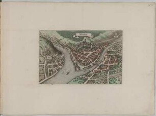 Vogelschauplan von Wertheim, Kupferstich, um 1650 : Wertheim / [Hrsg. und Stecher: Matthaeus Merian]. - [Franckfurt] : [Matthaeus Merian], [1650]. - 1 Kunstbl. : Kupferstich ; 31,8 x 20,5 cm