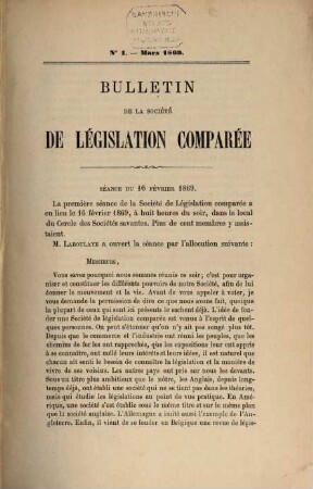 Bulletin de la Société de Législation Comparée. [1/2.] 1869/70