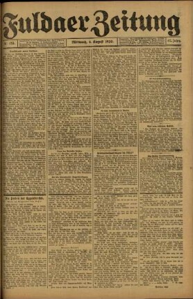 Ausgabe vom Mittwoch, den 04. August 1920.