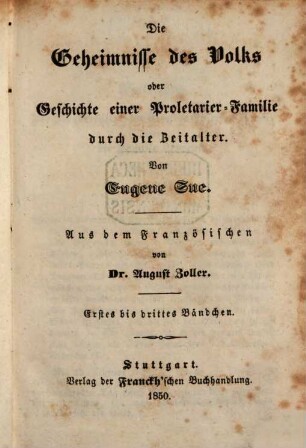 Die Geheimnisse des Volks oder Geschichte einer Proletarier-Familie durch die Zeitalter, 1/3