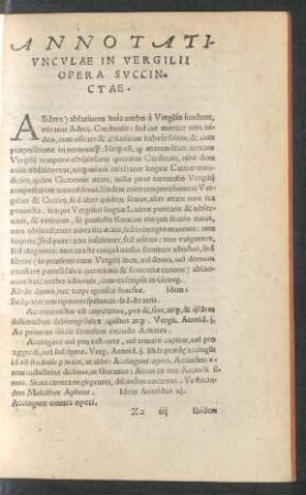 Annotatiunculae In Vergilii Opera Succinctae.
