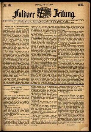 Ausgabe vom Montag, den 30. Juli 1883.