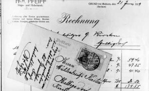 Wilsdruff-Grund. Niedermühle, Geschäftspost aus dem Säge- und Hobelwerk Pfeiff (Nachlass Georg Kirsten, Helbigsdorf), Repro