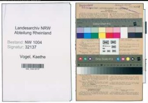 Entnazifizierung Kaethe Vogel , geb. 25.10.1920 (Postangestellte)