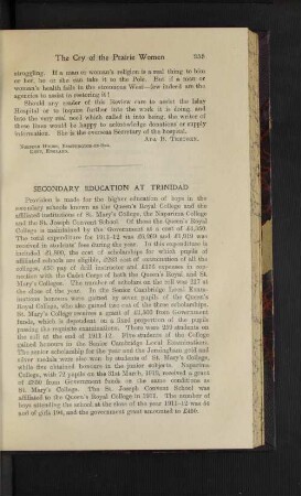 Secondary Education at Trinidad.
