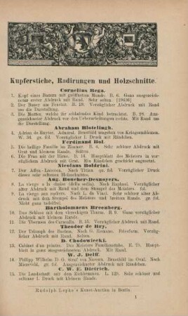 Kupferstiche, Radirungen und Holzschnitte