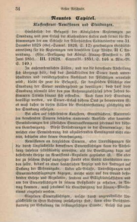 Neuntes Capitel. Klassensteur-Remissionen und Stundungen.
