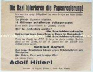 Handzettel der NSDAP zur Reichstagswahl 1933