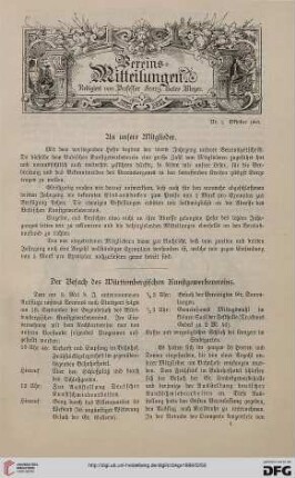Vereinsmitteilungen Nr. 1 (Oktober 1887)