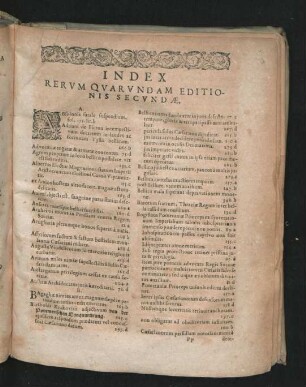Index Rerum Quarundam Editionis Secundae.