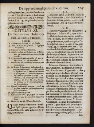 Titulus XI. De Temporibus Ordinationum, & qualitate ordinandorum.