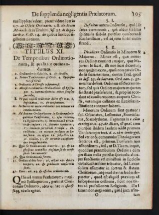 Titulus XI. De Temporibus Ordinationum, & qualitate ordinandorum.