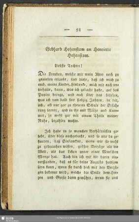 Gebhard Hohenstam an Henriette Hohenstam