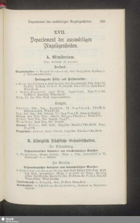 XVII. Departement der auswärtigen Angelegenheiten
