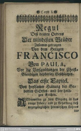 Sambt angefügter Regel deß Dritten Ordens der mündesten Brüder...