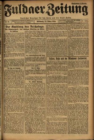 Erste Ausgabe vom Mittwoch, den 12. März 1924.