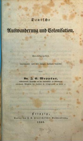 Deutsche Auswanderung und Colonisation, [1]