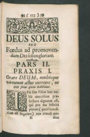 Deus Solus Seu Foedus ad promovendam Dei solius gloriam erectum. Pars II